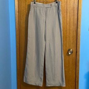 Taupe grey J Crew wide leg linen pants sz 12